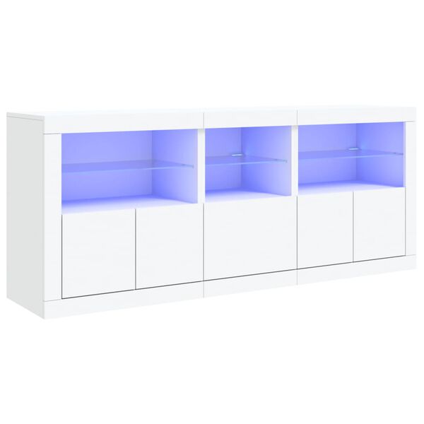 vidaXL Credenza con Luci LED Bianca 162x37x67 cm