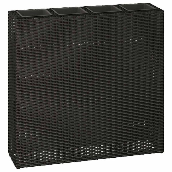 vidaXL Letti Rialzati da Giardino con 4 Vasi 2 pz in Polyrattan Nero