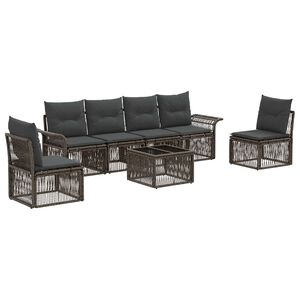 vidaXL Set Divano da Giardino 7 pcs Grigio polyrattan