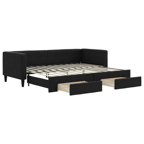 vidaXL Divano Letto Estraibile con Cassetti Nero 80x200 cm in Tessuto
