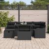 vidaXL Set Divano da Giardino con cuscino 7 pcs Nero Poly Rattan