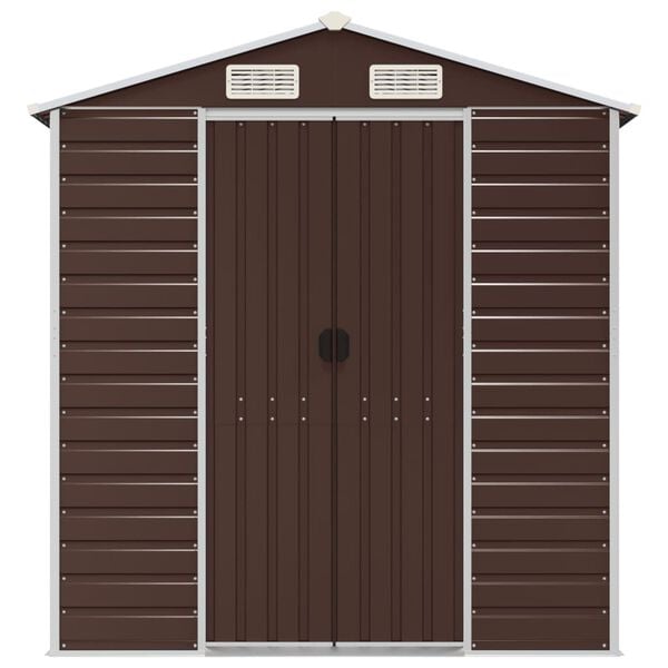 vidaXL Casetta da giardino marrone 191x470x198 cm in acciaio zincato