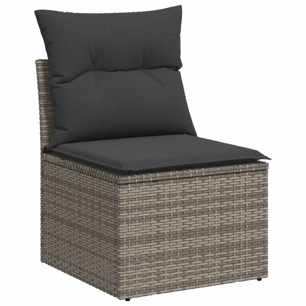vidaXL Set Divani da Giardino 7pz con Cuscini Grigio Polyrattan Acacia