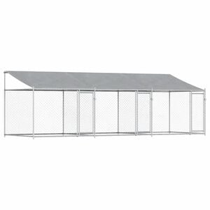 vidaXL Gabbia Cani con Tetto e Porte Grigia 6x2x2 m in Acciaio Zincato