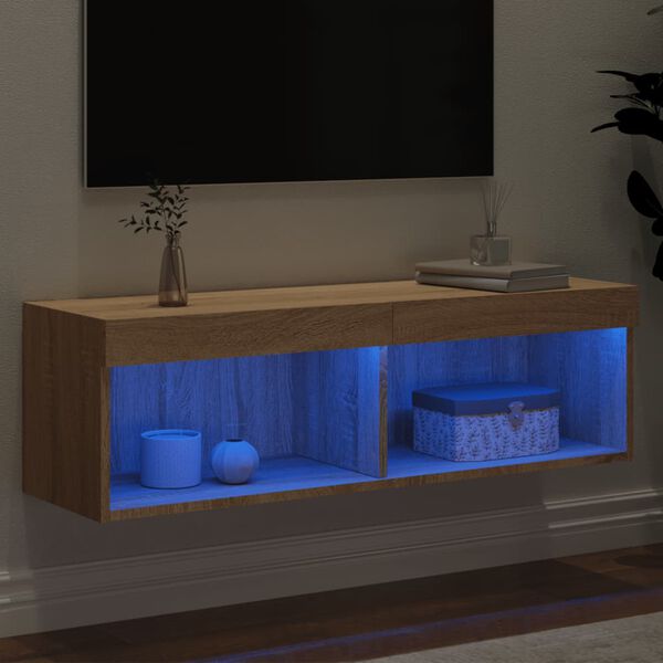 vidaXL Mobile Porta TV con Luci LED Rovere Sonoma 100x30x30 cm