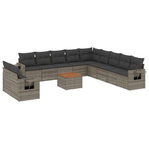 vidaXL Set Divani da Giardino 12 pz con Cuscini Grigio in Polyrattan