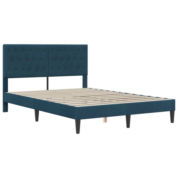vidaXL Struttura letto con materasso Blu 120 x 190 cm Velluto