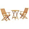 vidaXL Set Bistro Pieghevole 3 pz Marrone Legno di Acacia Massello