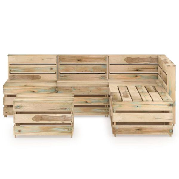 vidaXL Set Salotto da Giardino 6 pz in Legno di Pino Impregnato Verde