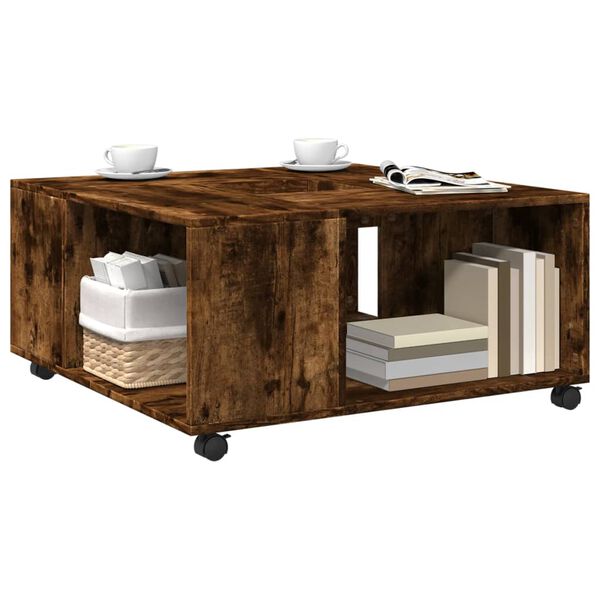 vidaXL Tavolino da Salotto Rovere Fumo 80x80x40cm in Legno Multistrato