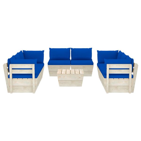vidaXL Set Divani da Giardino su Pallet 9 pz con Cuscini Legno Abete