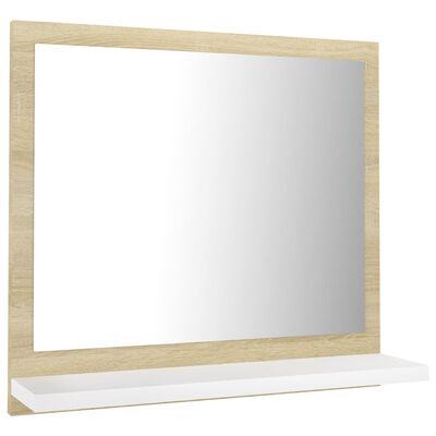 vidaXL Specchio Bagno Bianco e Rovere Sonoma 40x10,5x37 cm Multistrato