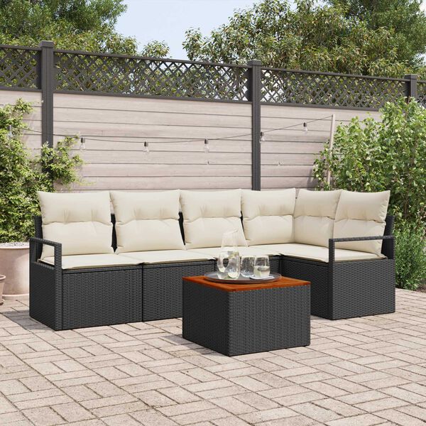 vidaXL Set Divano da Giardino 6 pcs Nero e bianco