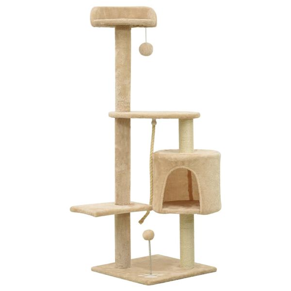 vidaXL Albero per Gatti con Pali Tiragraffi in Sisal Beige 120 cm
