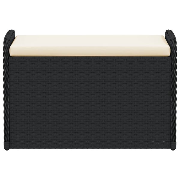 vidaXL Cassapanca con Cuscino Nera 80x51x52 cm in Polyrattan