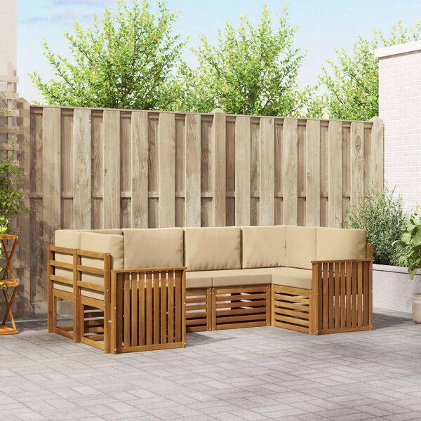 vidaXL Set divano sezionale 6 pcs Naturale Legno di Acacia Massello