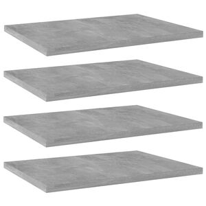 vidaXL Ripiani per Libreria 4pz Grigio Cemento 40x30x1,5cm Multistrato