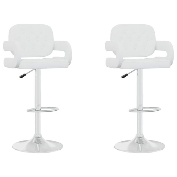 vidaXL Sgabelli da Bar 2 pz Bianchi in Similpelle