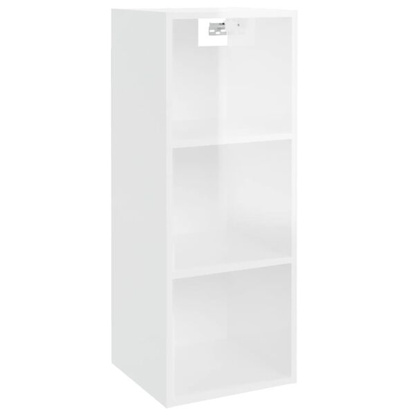 vidaXL Mobile a Parete Bianco Lucido 34,5x32,5x90 cm Legno Multistrato