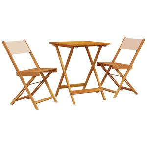 vidaXL Set da Bistrot 3pz Beige in Tessuto e Legno Massello
