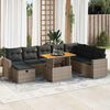 vidaXL Set Divano da Giardino 9pz con Cuscini Grigio Polyrattan Acacia