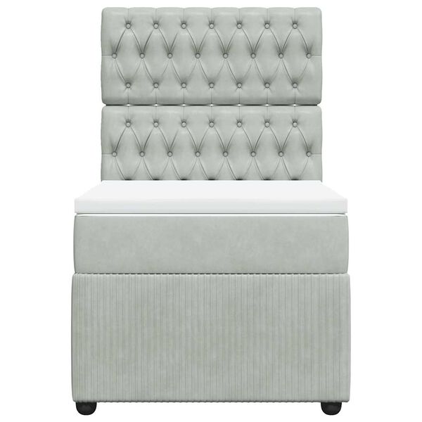 vidaXL Giroletto a Molle con Materasso Grigio Chiaro 80x200 cm Velluto