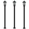 vidaXL Lampade da Terra per Esterni 3 pz Nere 120 cm in Acciaio Inox