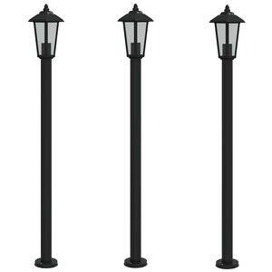 vidaXL Lampade da Terra per Esterni 3 pz Nere 120 cm in Acciaio Inox