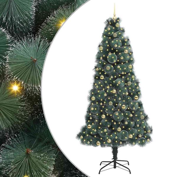 vidaXL Albero di Natale artificiale preilluminato con set di palline