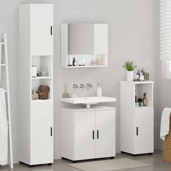 vidaXL Set di mobili per il bagno Montaggio a parete 4 pcs Bianco