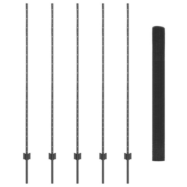 vidaXL Recinzione con Posto Grigio 1,5 x 10 m Acciaio e PVC