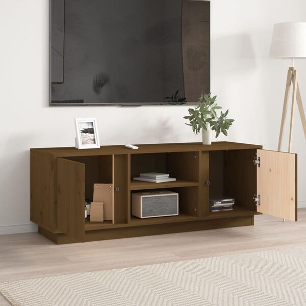 vidaXL Mobile Porta TV ambra 110x35x40,5 cm in Legno Massello di Pino