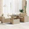 vidaXL Set Divano da Giardino 6 pz con Cuscini Beige in Polyrattan