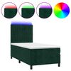 vidaXL Letto a Molle con Materasso e LED Verde Scuro 100x200cm Velluto