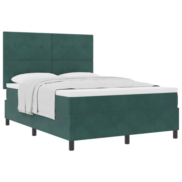 vidaXL Letto a molle con materasso Verde Scuro 140 x 190 cm Tessuto