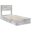vidaXL Letto con Contenitore con testiera Grigio cemento 90 x 200 cm