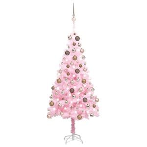 vidaXL Albero di Natale Preilluminato con Palline Rosa 120 cm PVC