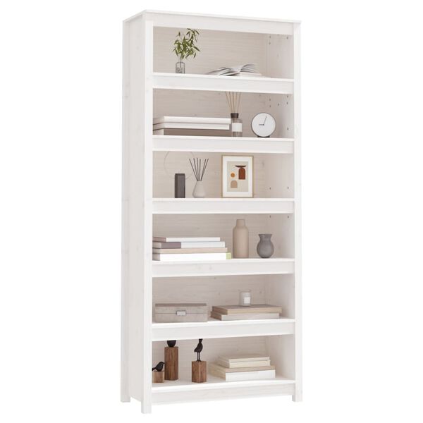 vidaXL Libreria Bianca 80x35x183 cm in Legno Massello di Pino