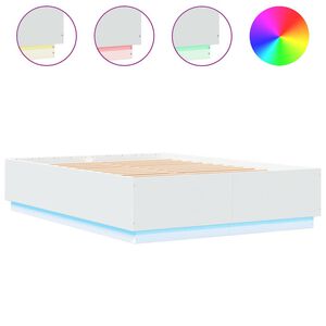 vidaXL Giroletto con Luci LED Bianco 150x200 cm in Legno Multistrato