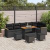 vidaXL Set Divano da Giardino con cuscino 10 pcs Nero Poly Rattan