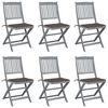 vidaXL Sedie da Giardino Pieghevoli 6pz con Cuscini in Massello Acacia