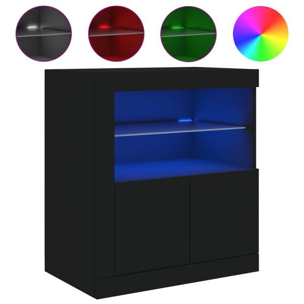 vidaXL Credenza con Luci LED Nera 60,5x37x67 cm