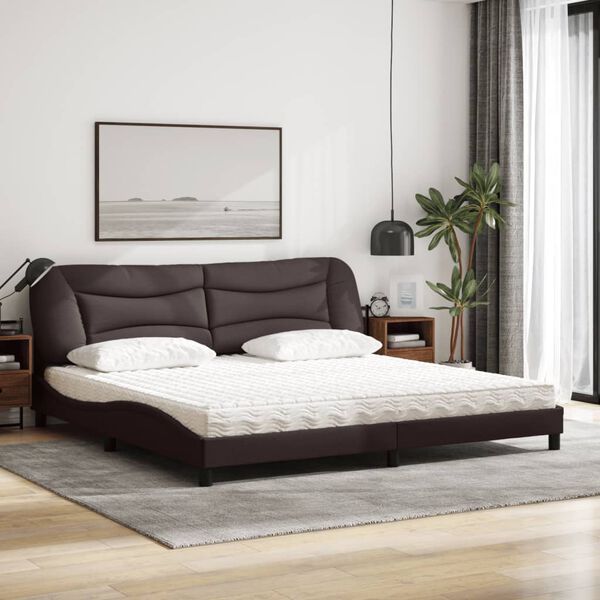 vidaXL Letto con Materasso Hvar Marrone Scuro 200x200 cm in Tessuto