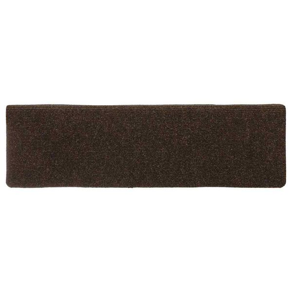 vidaXL Tappetini per scale autoadesivi 15 pz 65x21x4 cm marrone bordo rettangolare