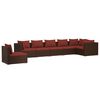 vidaXL Set Divani da Giardino 7 pz con Cuscini in Polyrattan Marrone