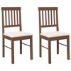 vidaXL Sedie da Pranzo con Cuscini 2pz Marrone Legno Massello di Hevea