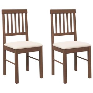vidaXL Sedie da Pranzo con Cuscini 2pz Marrone Legno Massello di Hevea