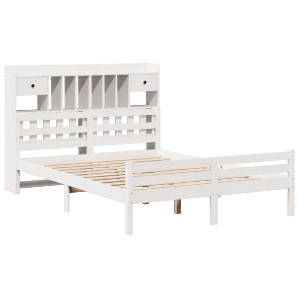 vidaXL Letto Libreria senza Materasso Bianco 140x200 cm Legno di Pino