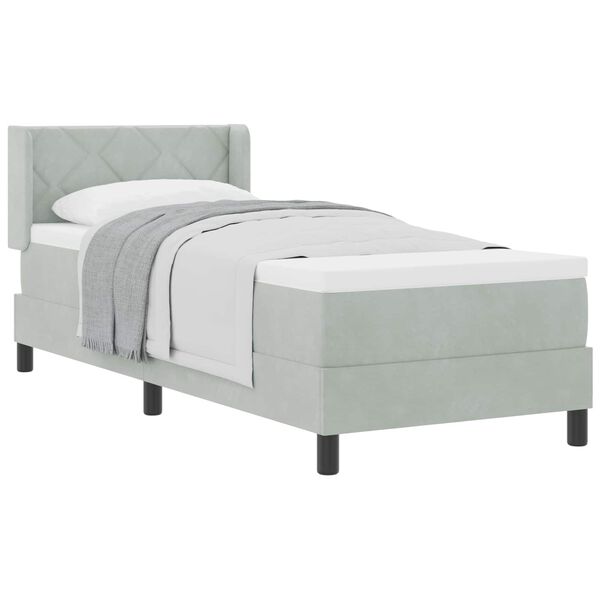 vidaXL Letto a molle con materasso Grigio chiaro 200 x 80 cm Velluto
