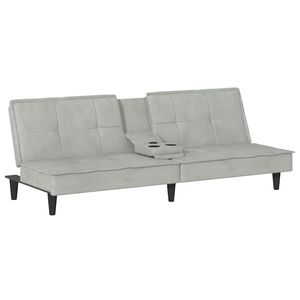 vidaXL Divano Letto con Portabicchieri in Velluto Grigio Chiaro